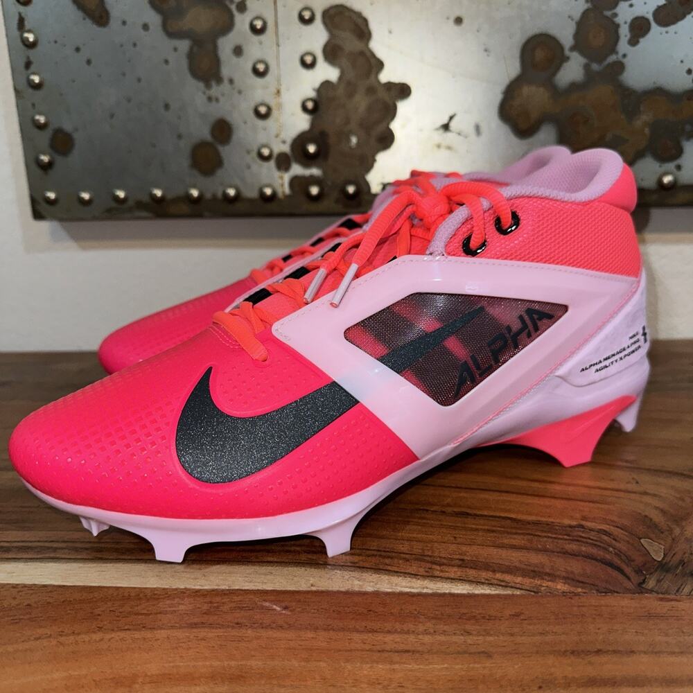 Nike Alpha Menace 4 Pro NRG Racer Pink/Grey Cleats Men's HJ4568-600 Size 8